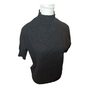 SAKS FIFTH AVENUE 100% Cashmere Pullover Sweater XL Black Mock Neutral 3/4